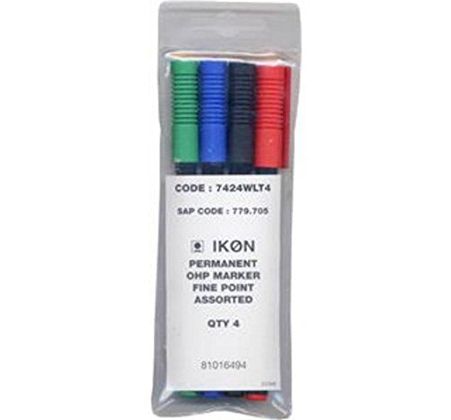 Hainenko Value Fine Permanent Pen for Overhead Projector Sheet - Assorted (Pack of 4