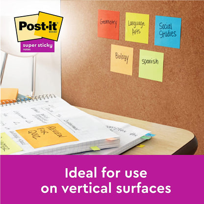 Post-it Super Sticky Notes Cosmic Color Collection, Pack of 6 Pads, 90 Sheets per Pad, 76 mm x 127 mm, Turquoise, Green, Pink Colors - Extra Sticky Notes For Note Taking, To Do Lists & Reminders