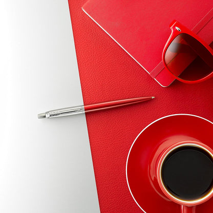 Parker Jotter Originals Christmas Cracker | Refillable Ballpoint Pen Christmas Gift | Red Vermilion Finish | 100% Recyclable & Plastic-Free Packaging | Medium Point | Blue Ink