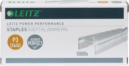 Leitz 55721000 P3 Power Performance 26/6 Staples, Strong Steel, Length 6 mm, 5000 Staples, Staples Up to 30 Sheet Capacity