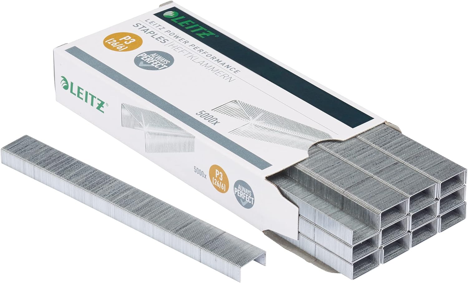 Leitz 55721000 P3 Power Performance 26/6 Staples, Strong Steel, Length 6 mm, 5000 Staples, Staples Up to 30 Sheet Capacity