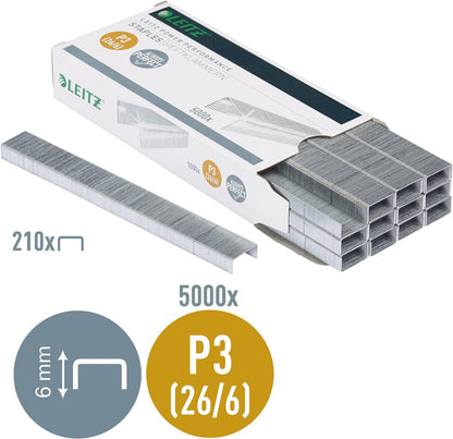 Leitz 55721000 P3 Power Performance 26/6 Staples, Strong Steel, Length 6 mm, 5000 Staples, Staples Up to 30 Sheet Capacity