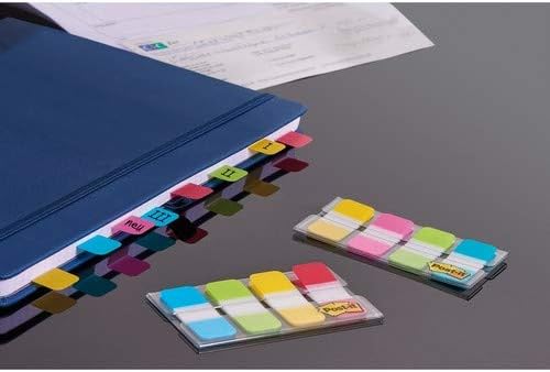 Post-it Index Strong Filing Tabs, Small - 40 Tabs, 15.8 mm x 38.1 mm, Blue, Purple, Pink, Yellow - Extra Strong Sticky Flags for Documents and Information