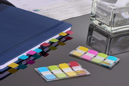 Post-it Index Strong Filing Tabs, Small - 40 Tabs, 15.8 mm x 38.1 mm, Blue, Purple, Pink, Yellow - Extra Strong Sticky Flags for Documents and Information