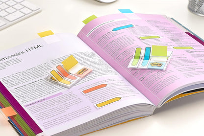 Post-it Index Strong Filing Tabs, Small - 40 Tabs, 15.8 mm x 38.1 mm, Blue, Purple, Pink, Yellow - Extra Strong Sticky Flags for Documents and Information