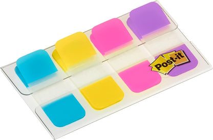 Post-it Index Strong Filing Tabs, Small - 40 Tabs, 15.8 mm x 38.1 mm, Blue, Purple, Pink, Yellow - Extra Strong Sticky Flags for Documents and Information
