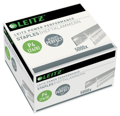 Leitz 55590000 P4 Power Performance 26/8 Staples, Strong Steel, Length 8 mm, 5000 Staples, Staples Up to 40 Sheet Capacity