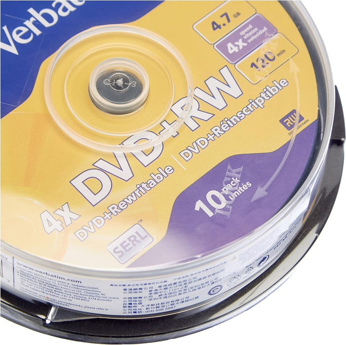 Verbatim DVD+RW 4.7GB - DVD+RW Matt Silver regrabables (10 Unidades)