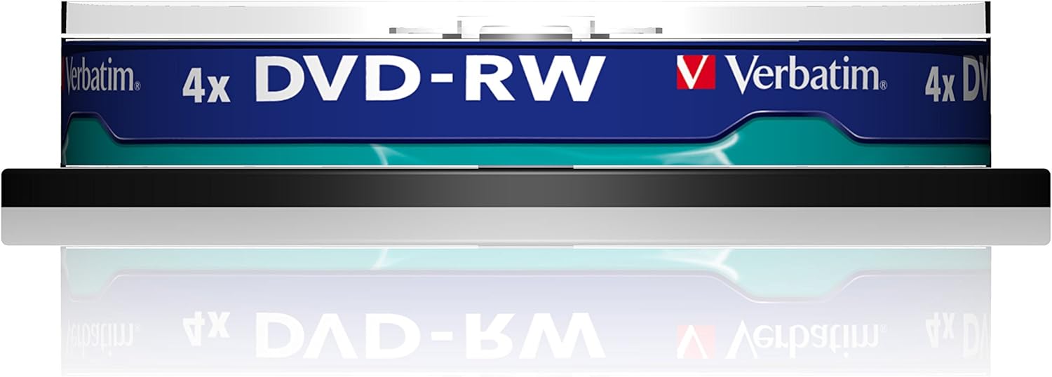 Verbatim DVD-RW 4x Matt Silver 4.7GB, 10er Pack Spindel, DVD Rohlinge beschreibbar, 4-fache Brenngeschwindigkeit & Hardcoat Scratch Guard, DVD leer, Rohlinge DVD wiederbeschreibbar Matt Silver (10 Stück )1er Pack