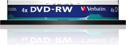 Verbatim DVD-RW 4x Matt Silver 4.7GB, 10er Pack Spindel, DVD Rohlinge beschreibbar, 4-fache Brenngeschwindigkeit & Hardcoat Scratch Guard, DVD leer, Rohlinge DVD wiederbeschreibbar Matt Silver (10 Stück )1er Pack
