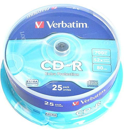 Verbatim CD-R Extra Protection, CD-Rohlinge mit 700 MB Datenspeicher, ideal für Foto- und Video-Aufnahmen, kompatibel mit jedem konventionellen CD-Laufwerk, 25er Pack Spindel
