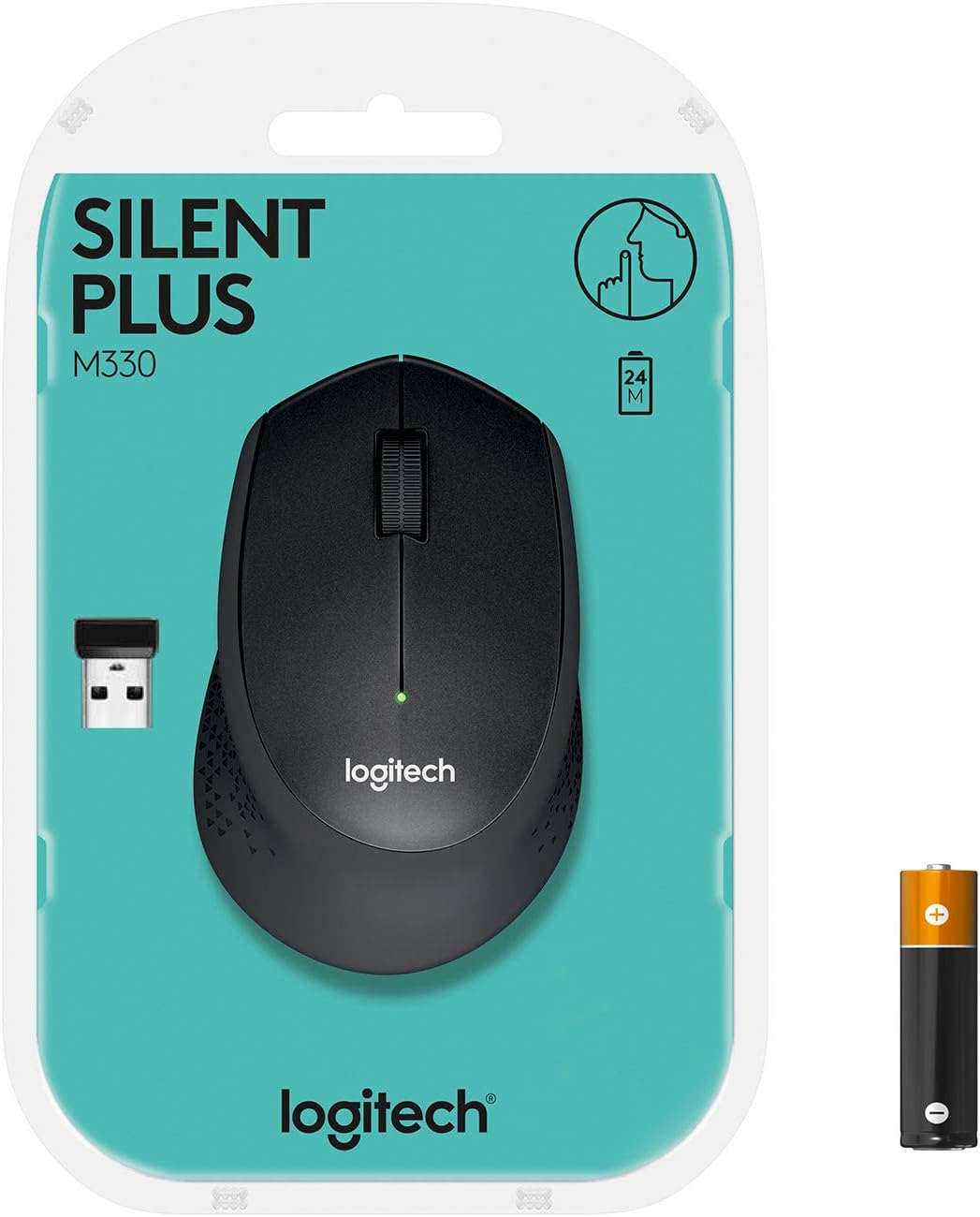 Logitech M330 SILENT PLUS Wireless Mouse, 2.4GHz with USB Nano Receiver, 1000 DPI Optical Tracking, 2-year Battery Life, Compatible with PC, Mac, Laptop, Chromebook