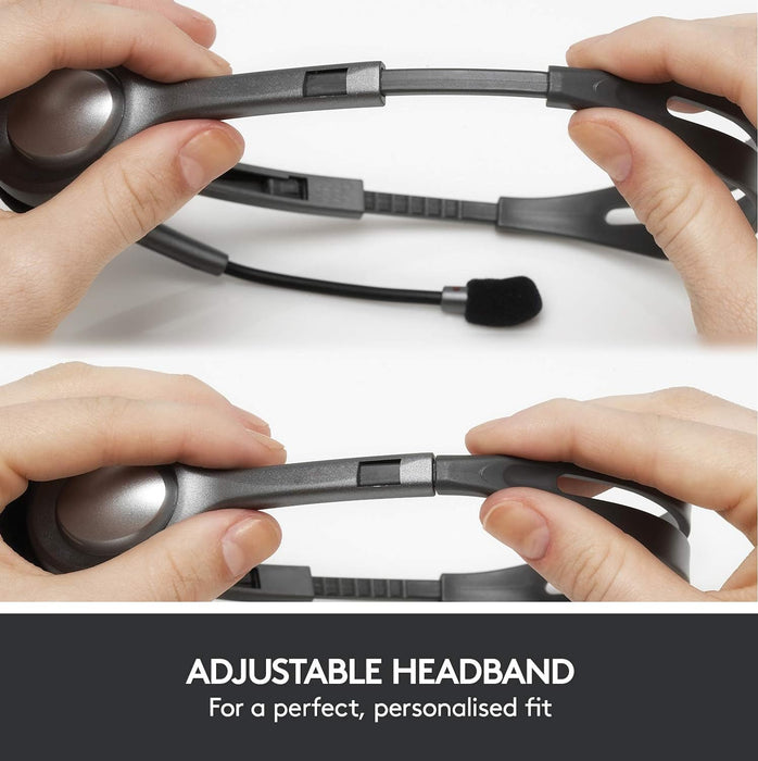 Logitech H111 Wired Headset, Stereo Headphones with Noise-Cancelling Microphone, 3.5 mm Audio Jack, PC/Mac/Laptop/Smartphone/Tablet - Black