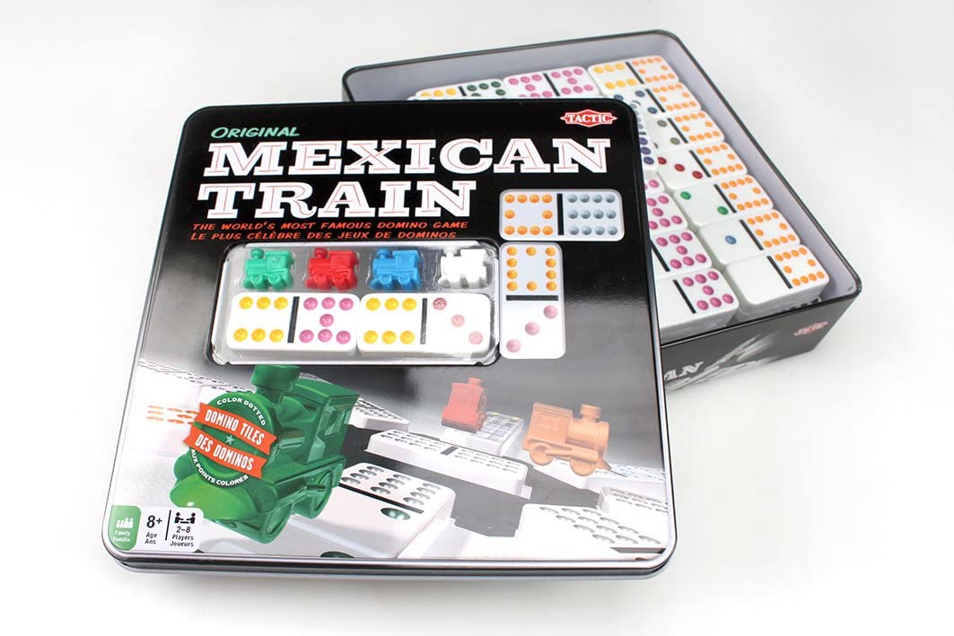 Tactic - 54005 - Tren mexicano - 91 fichas de dominó - 8 jugadores - caja de metal (surtida