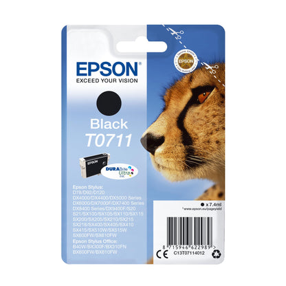 Epson T071 Serie Ghepardo, Cartuccia Originale Getto d'Inchiostro DURABrite Ultra, Formato Standard, Nero