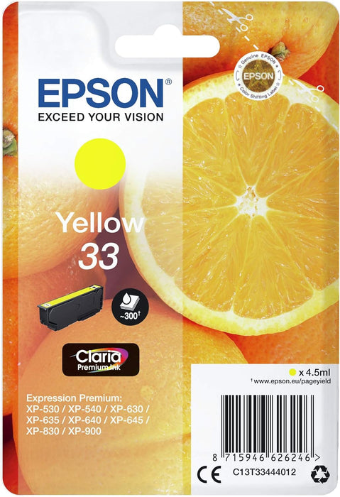 Epson 33 Yellow Oranges, Genuine, Claria Premium Ink