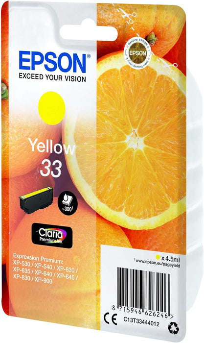Epson 33 Yellow Oranges, Genuine, Claria Premium Ink