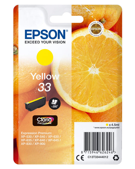 Epson 33 Yellow Oranges, Genuine, Claria Premium Ink
