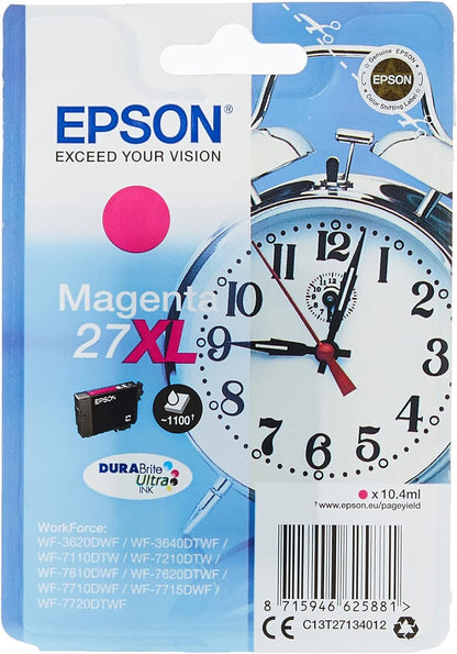 Epson 27XL Magenta Alarm Clock High Yield Genuine, DuraBrite Ultra Ink Cartridge
