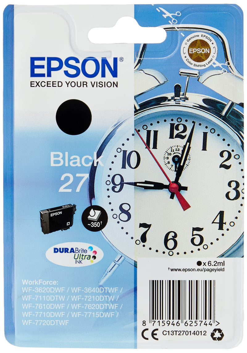 Epson 27 Black Alarm Clock Genuine, DuraBrite Ultra Ink Cartridge