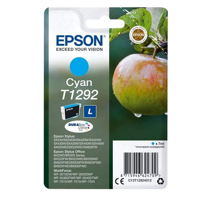 Epson Stylus T1292 - Cartucho de tinta, tamaño L, 1 unidad, color cian válido para los modelos WorkForce, Stylus, Stylus Office y otros, Ya disponible en Dash Replenishment, Normal (235M274