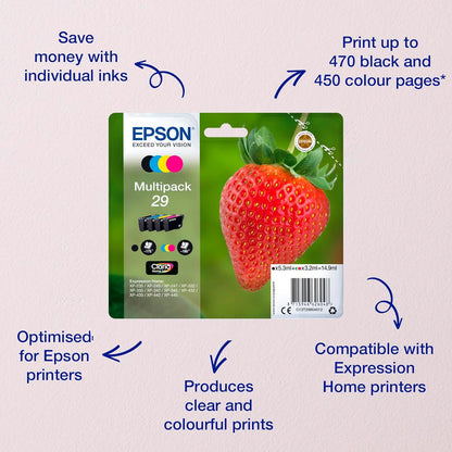 Epson 29 Strawberry Genuine Multipack, 4-colours Ink Cartridges, Claria Home Ink