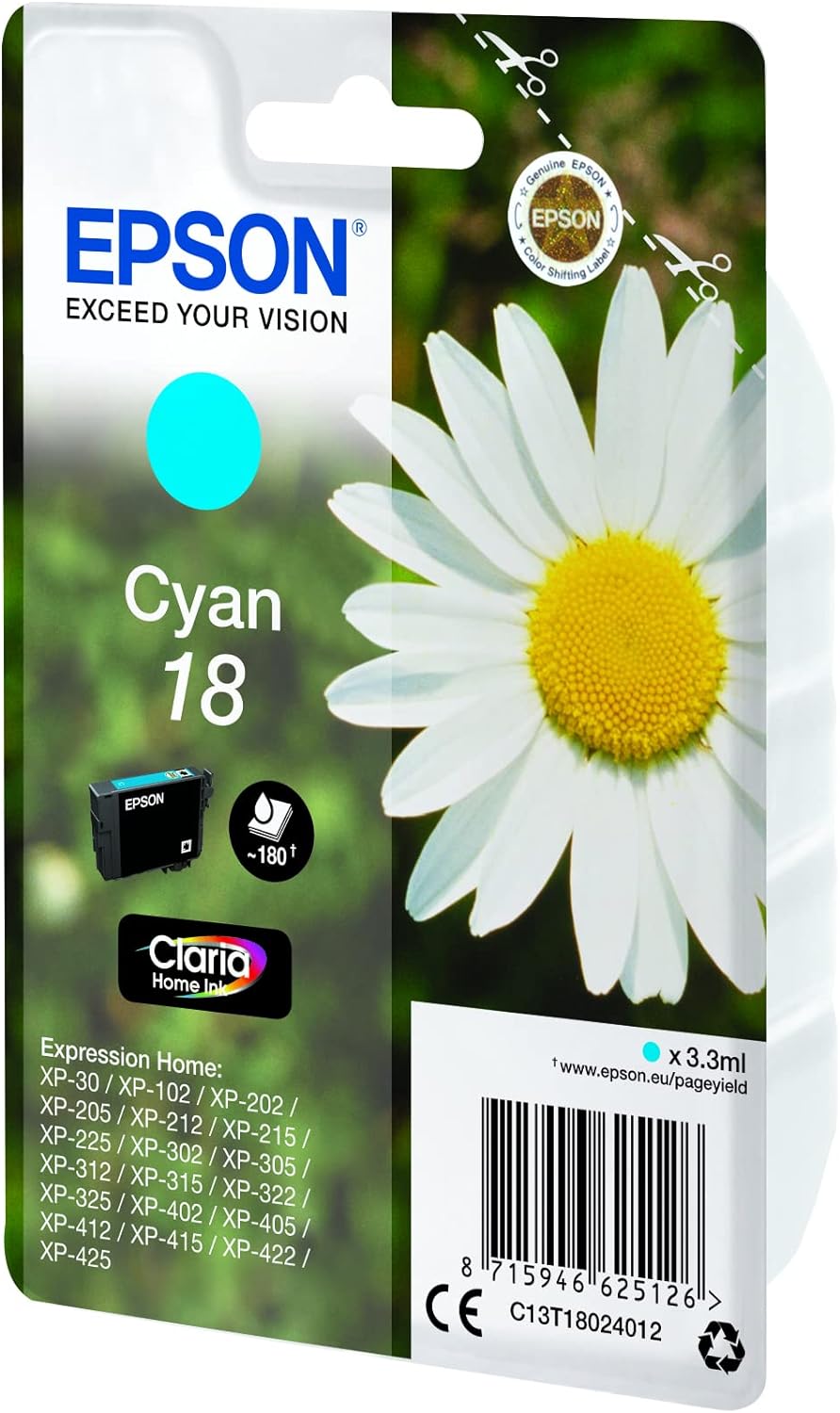 Epson 18 Cyan Daisy Genuine, Claria Home Ink Cartridge