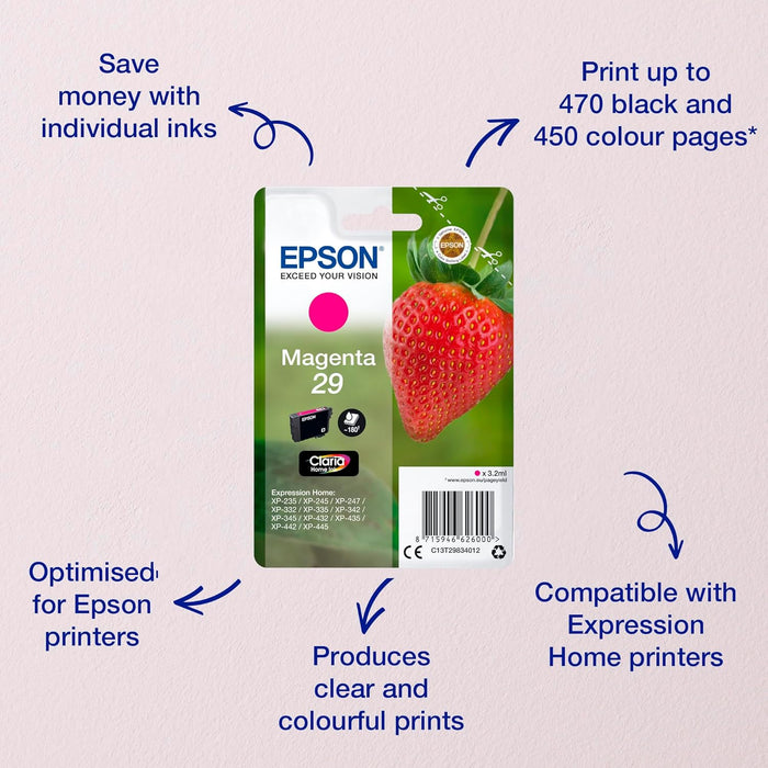 Epson 29 Magenta Strawberry Genuine, Claria Home Ink