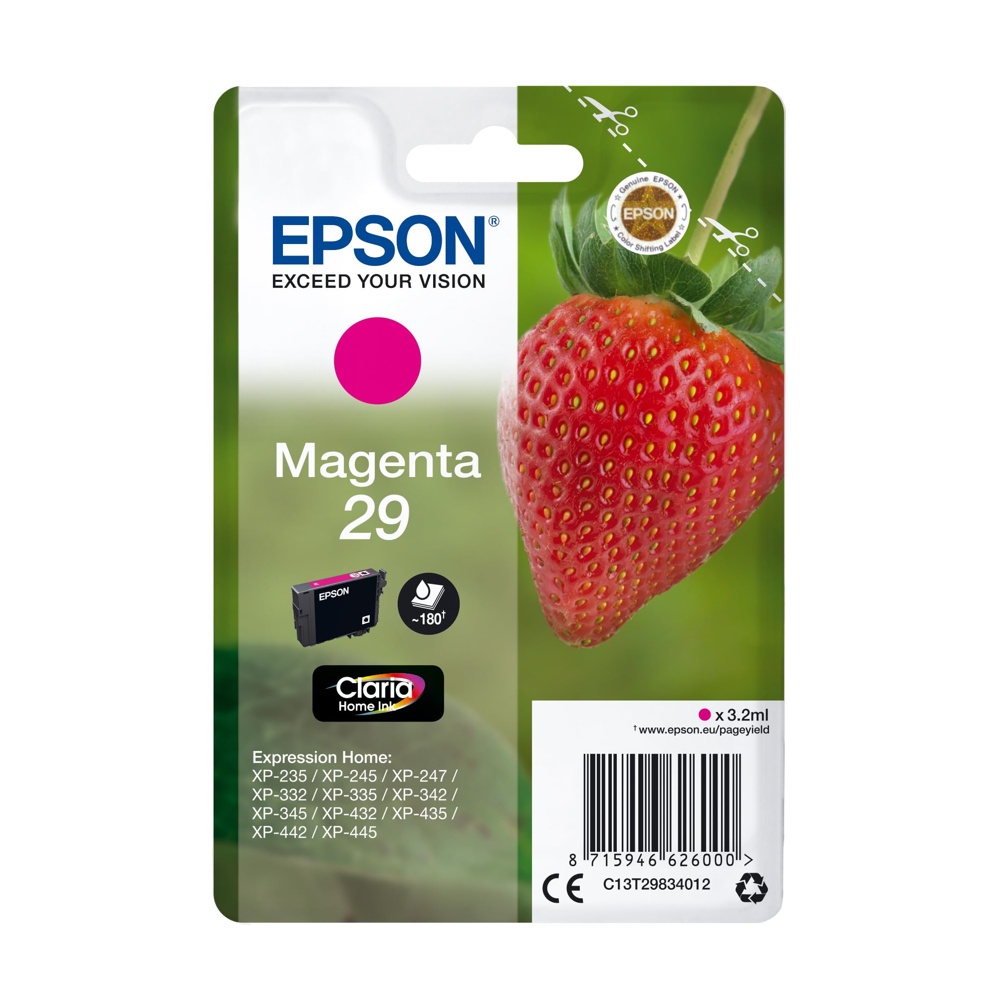 Epson 29 Magenta Strawberry Genuine, Claria Home Ink