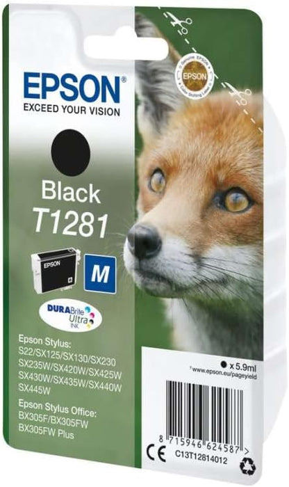 Epson T1281 Black Fox Genuine, DURABrite Ultra Ink Cartridge