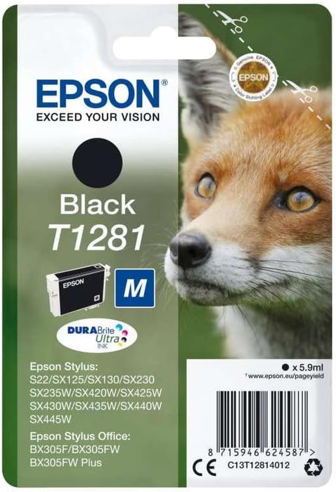 Epson T1281 Black Fox Genuine, DURABrite Ultra Ink Cartridge