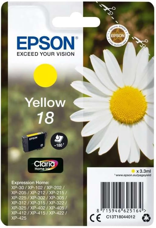 Epson 18 Yellow Daisy Genuine, Claria Home Ink Cartridge