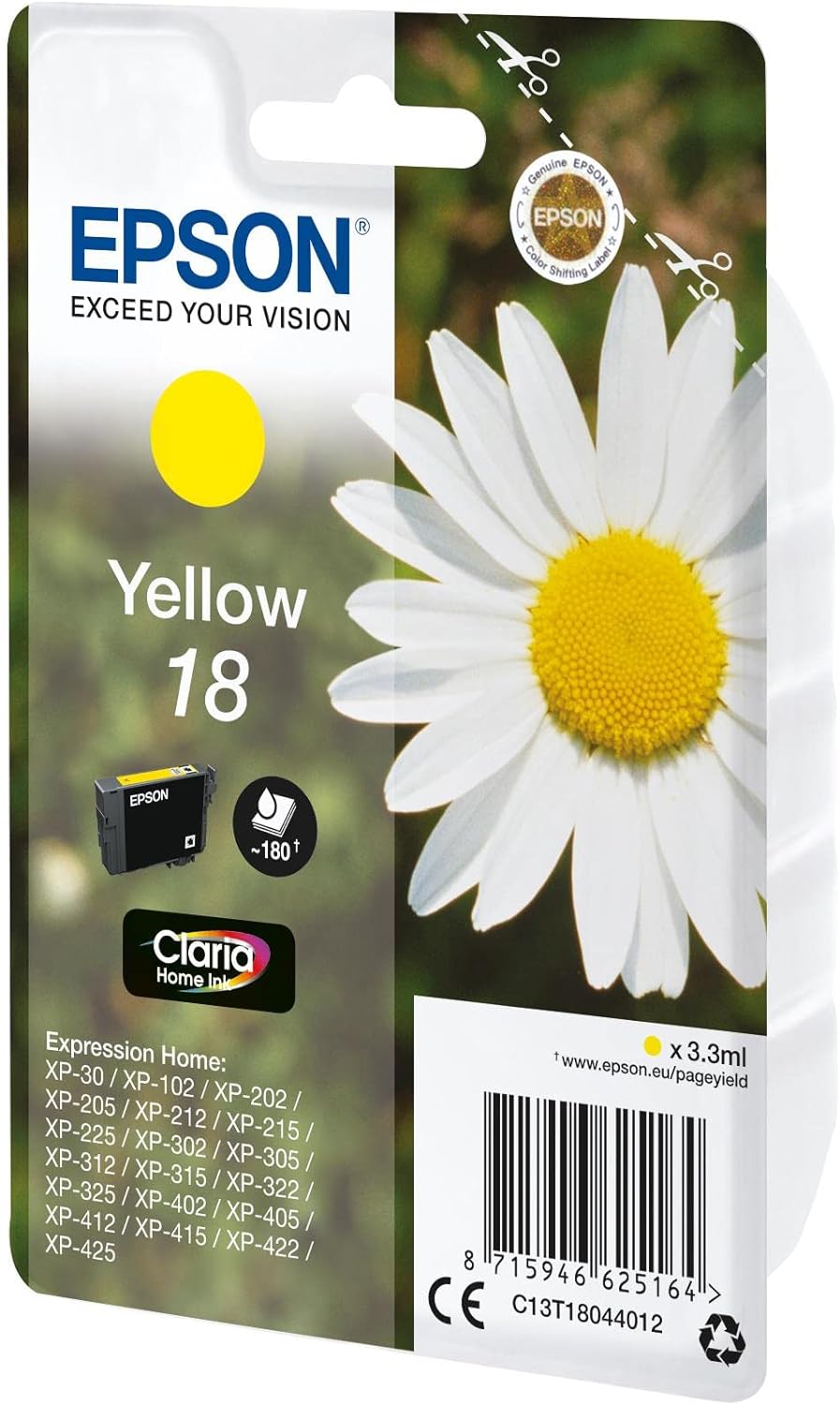 Epson 18 Yellow Daisy Genuine, Claria Home Ink Cartridge