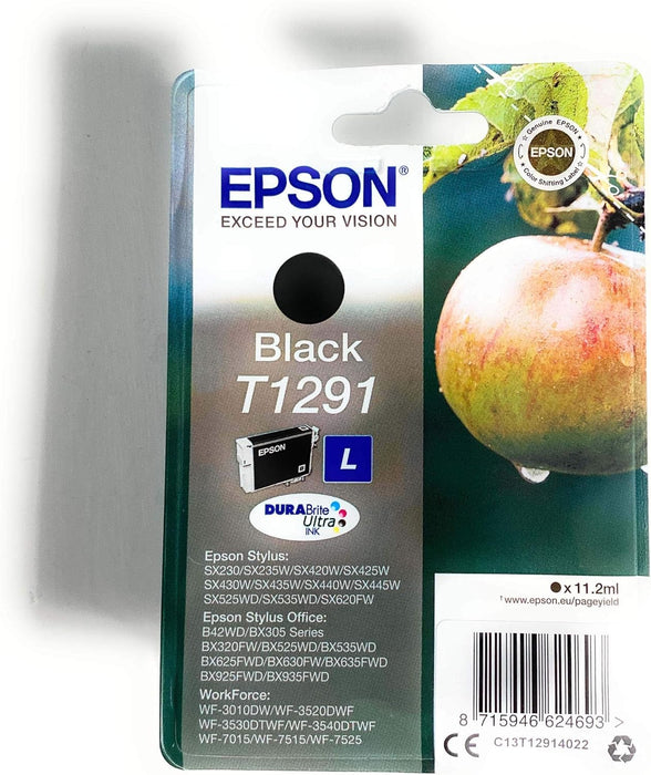 Epson T1291 Black Apple Genuine DURABrite Ultra Ink Cartridge