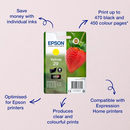 Epson,235M145,Original AA829 TinteErdbeere, XP-235 XP-332XP-335 XP-432 XP-435 XP-245 XP-342XP-345 XP-442 XP-445 XP-247 XP-257 XP-255 XP-352 XP-355 XP-452 XP-455, (gelb)