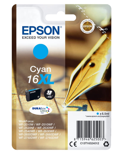 Epson 16XL Cyan Pen & Crossword High Yield Genuine, DURABrite Ultra Ink, XL High Capacity