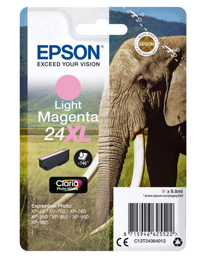 Epson 24Xl Serie Elefante Cartuccia Getto d'Inchiostro, Magenta Chiaro