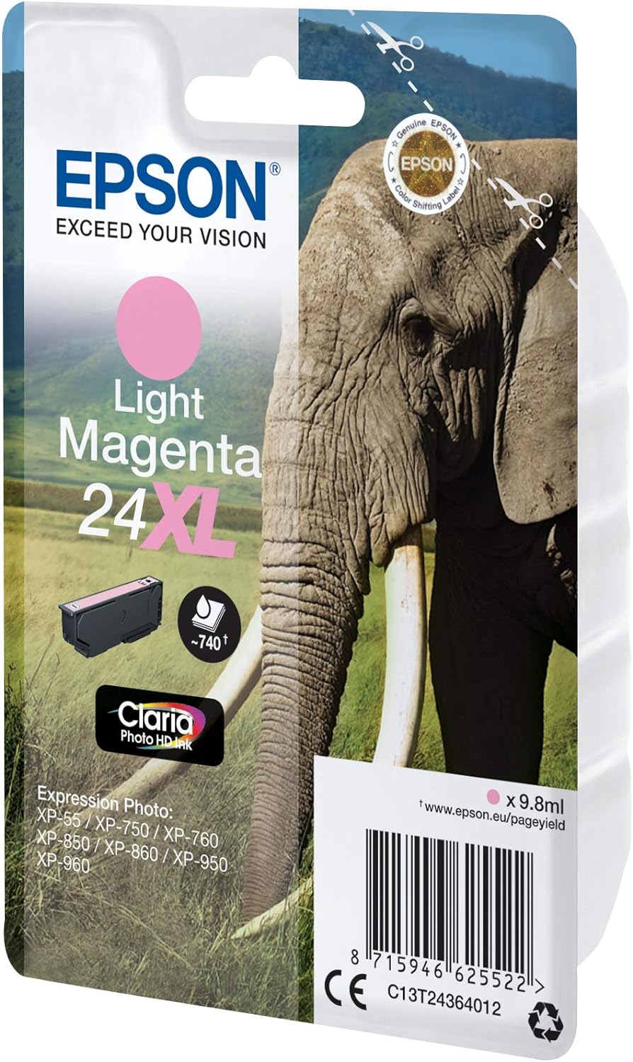 Epson 24Xl Serie Elefante Cartuccia Getto d'Inchiostro, Magenta Chiaro