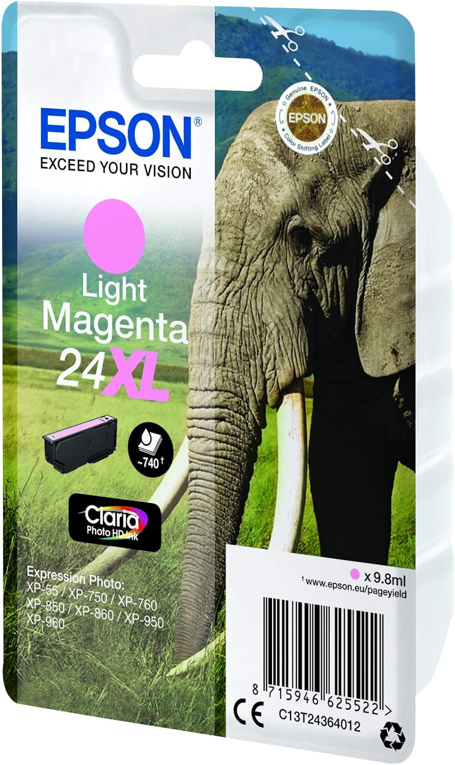 Epson 24Xl Serie Elefante Cartuccia Getto d'Inchiostro, Magenta Chiaro