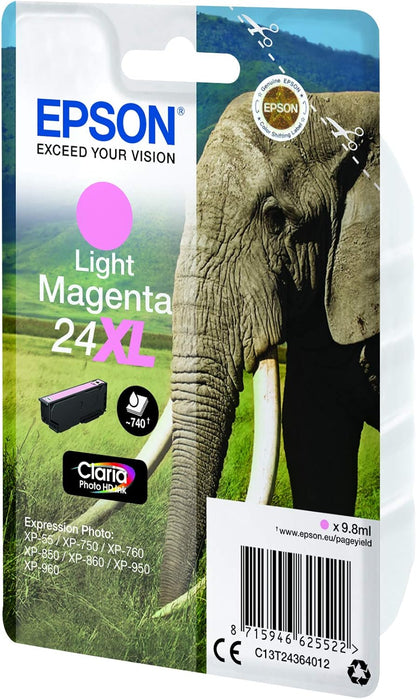 Epson 24Xl Serie Elefante Cartuccia Getto d'Inchiostro, Magenta Chiaro