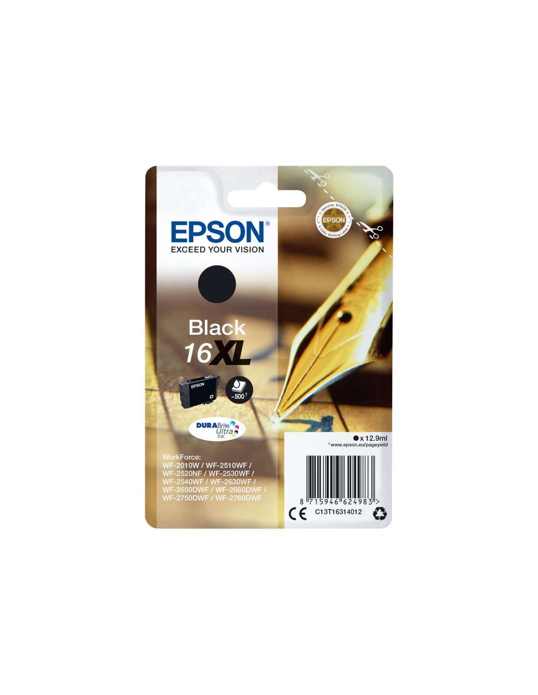 Epson 235M182 Original 16XL Tinte Füller (WF-2630WF, WF-2650DWF, WF-2660DWF, WF-2750DWF, WF-2760DWF), schwarz