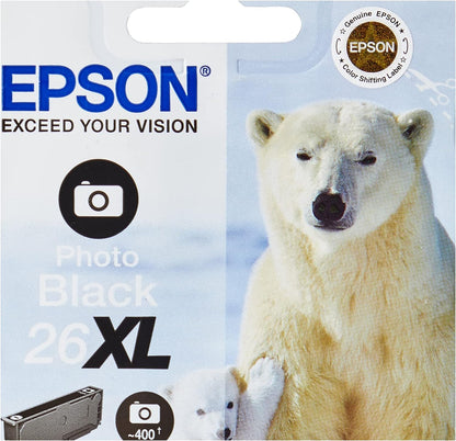 Epson 26XL Polar Bear Photo Black High Yield Genuine, Claria Premium Ink Cartridge