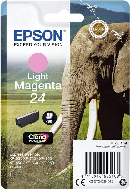 Epson 24 Serie Elefante Cartuccia Getto d'Inchiostro, Magenta Chiaro