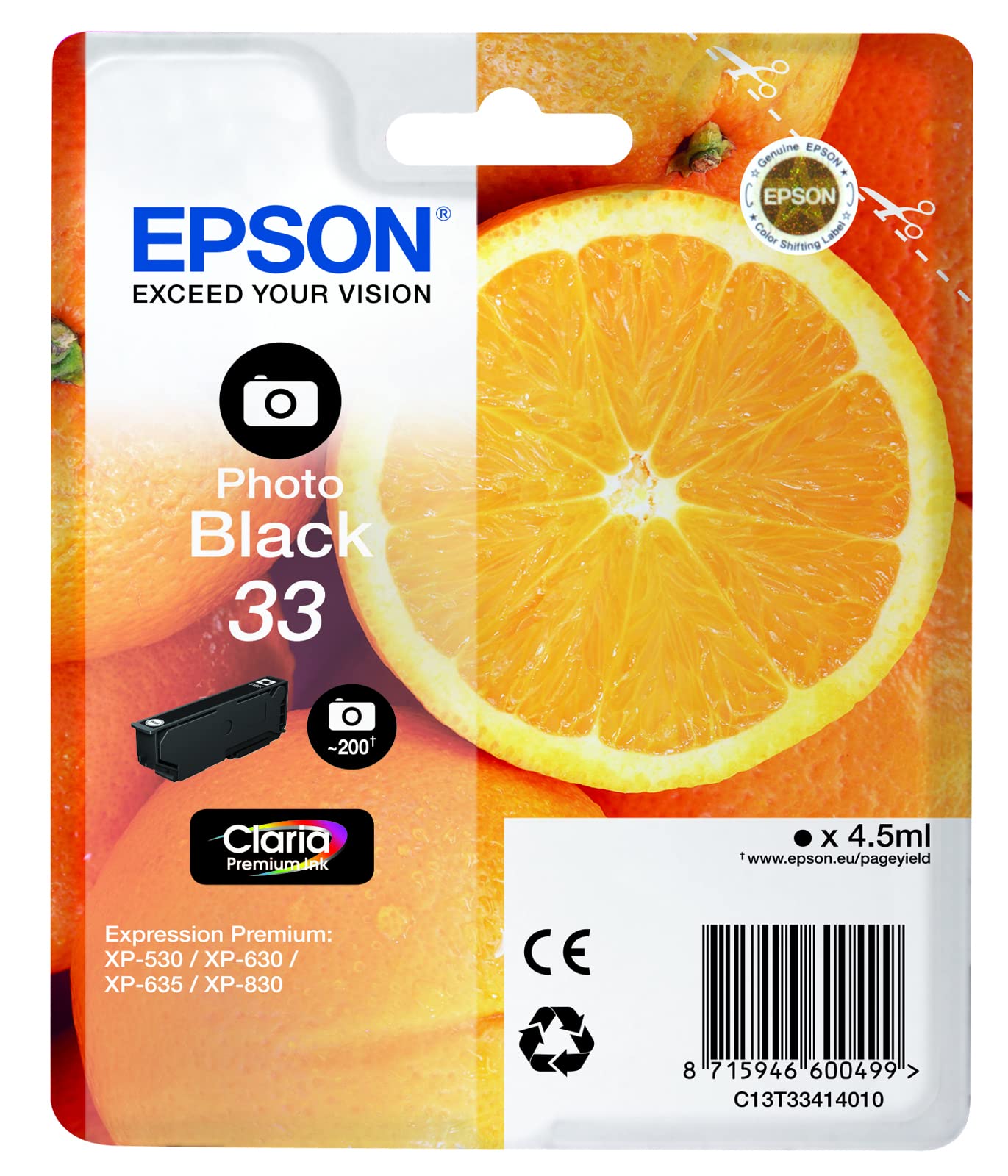 Epson 33 Photo Black Oranges, Genuine, Claria Premium Ink