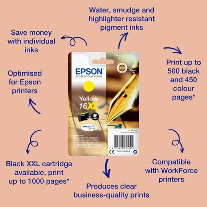 Epson 16 DURABrite Ultra Ink- Cartuccia d'Inchiostro, XL, Giallo (Yellow)