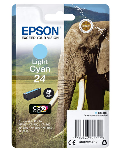 Epson 24 Serie Elefante Cartuccia Getto d'Inchiostro, Ciano Chiaro