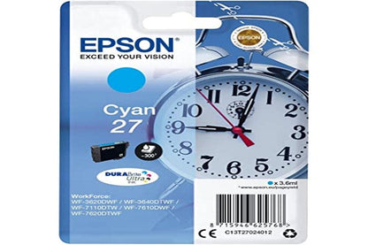 Epson 27 Cyan Alarm Clock Genuine, DuraBrite Ultra Ink Cartridge