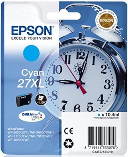 Epson 27 Cyan Alarm Clock Genuine, DuraBrite Ultra Ink Cartridge