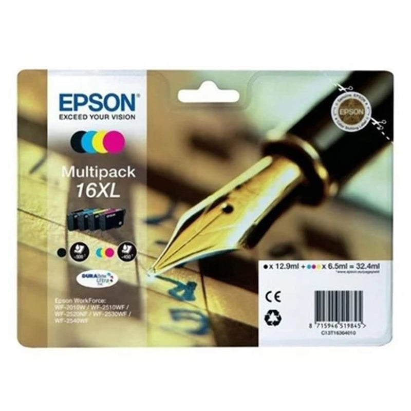 Epson Pen & Crossword High Yield Genuine Multipack,Ink Cartridges, DURABrite Ultra Ink,Cyan, 4-colours, 16XL