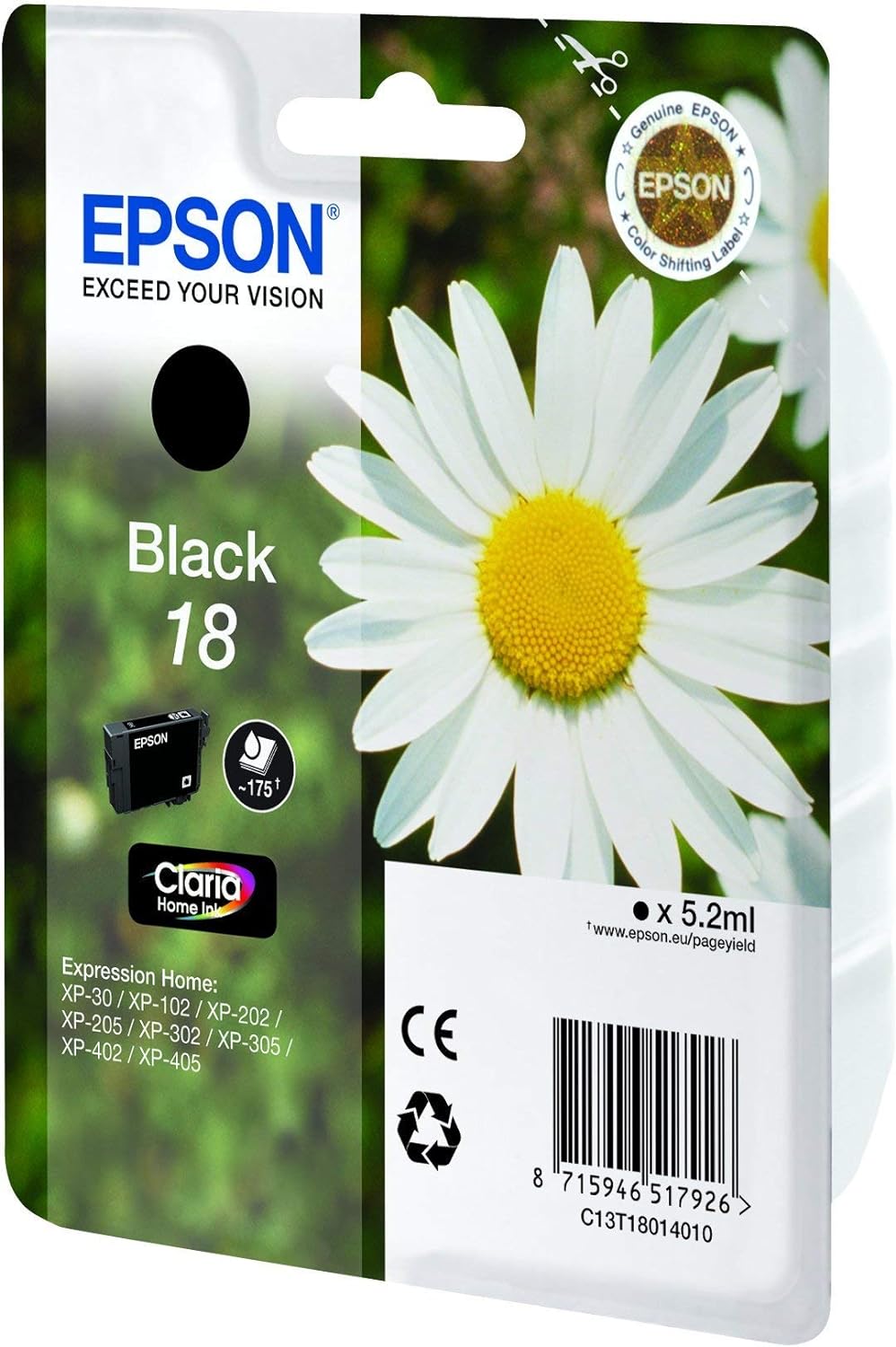 Epson 18 Black Daisy Genuine, Claria Home Ink Cartridge